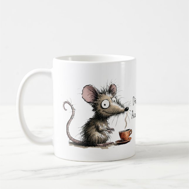 Taza De Café Drink Coffee. Avoid Humans. Scruffy Mouse Funny (Izquierda)