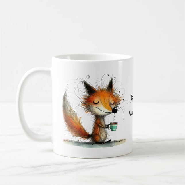 Taza De Café Drink Coffee. Avoid Humans. Whimsical Fox Funny (Izquierda)