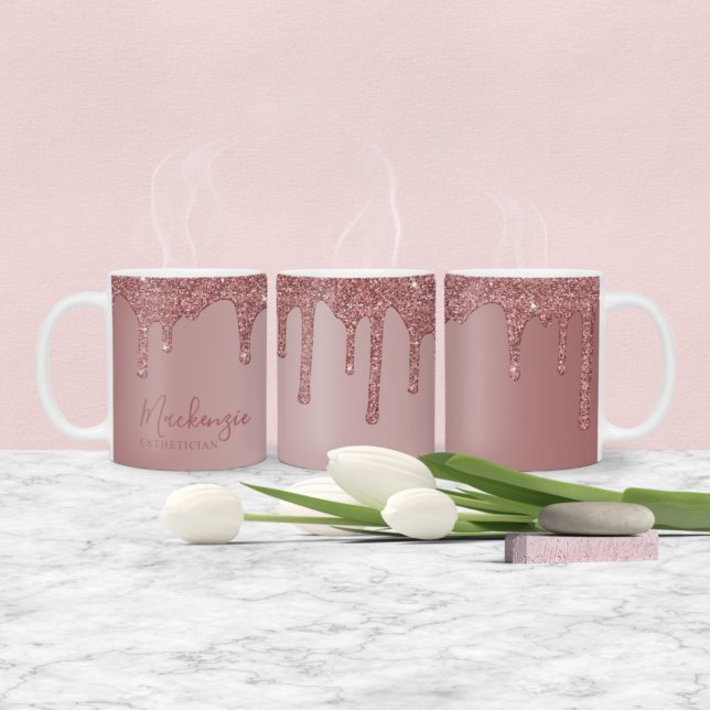 Taza De Café Drip de purpurina dorada rosa chic personalizada (Subido por el creador)