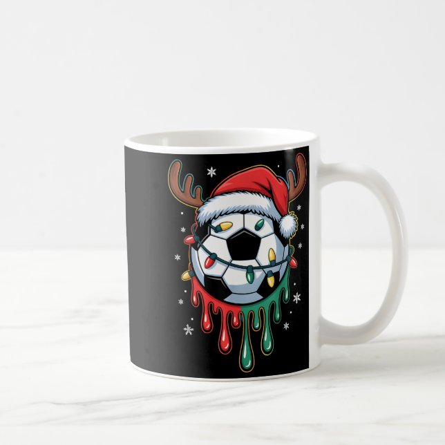 Taza De Café Dripng Soccer Ball Christmas Santa Hat Holiday  (Derecha)