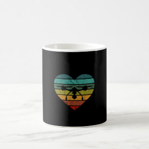 Taza De Café Drone En Atardecer Retro Vintage Corazón