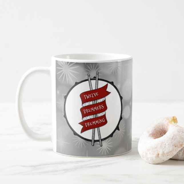 Taza De Café Drummer Boy Christmas Snare Drum Holiday Musician (Con donut)