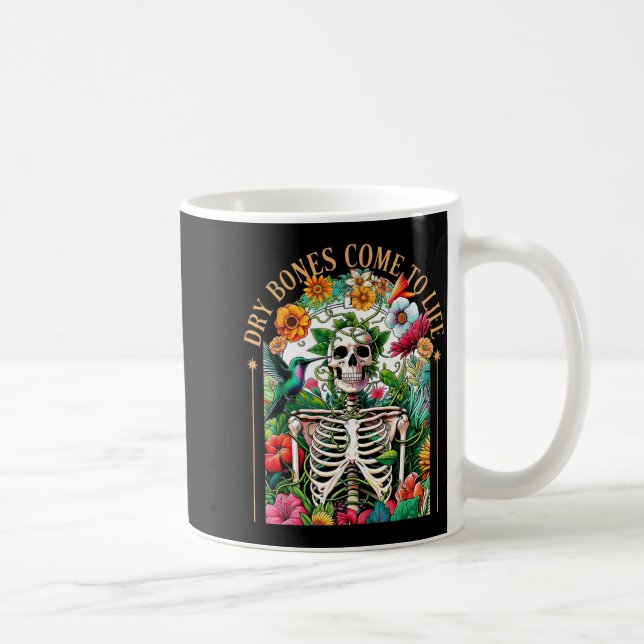 Taza De Café Dry Bones Come Alive Funny Skeleton Floral Christi (Derecha)