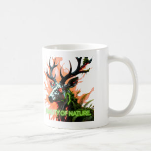 Taza De Café Dualidad de la Naturaleza Ciervo Metálico Cyberpun