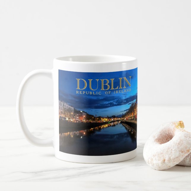 Taza De Café Dublin Ireland Twilight (Con donut)