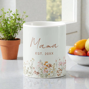 Taza De Café Ducha de bebé verde salvia de flores silvestres es