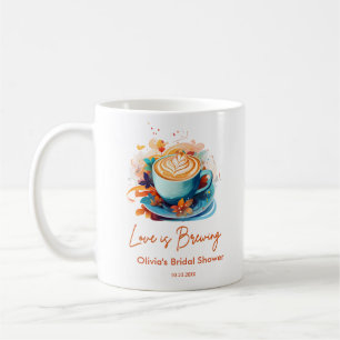 Taza De Café Ducha de Novia Amor Floral Azul está en ebullición