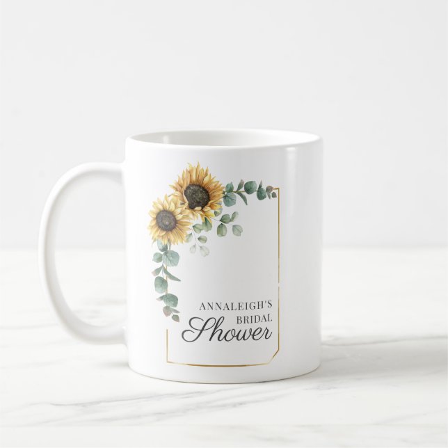 Taza De Café Ducha de Novia Guion de Eucalipto de Girasol (Izquierda)