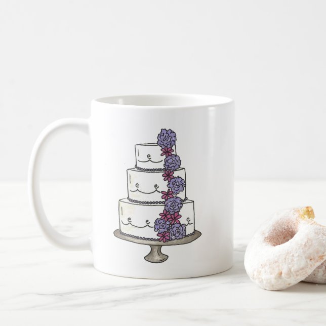 Taza De Café Ducha nupcial de Boda floral personalizada (Con donut)