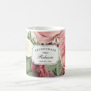 Taza De Café Ducha nupcial de la dama de honor floral de la