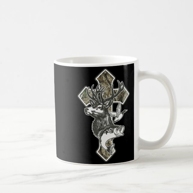 Taza De Café Duck Deer Dove Camo Cross Christian Hello Hunting  (Derecha)