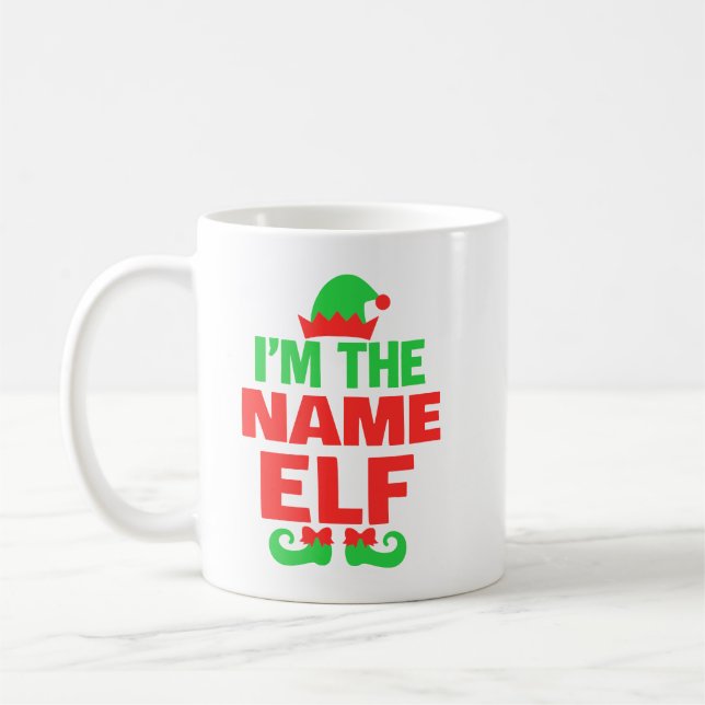 Taza De Café Duende de Navidad Personalizado (Izquierda)