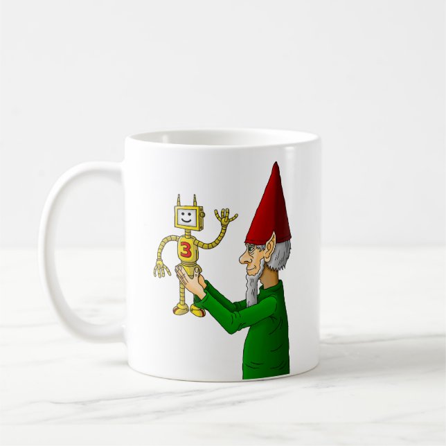 Taza De Café Duende de Navidad y Robot (Izquierda)