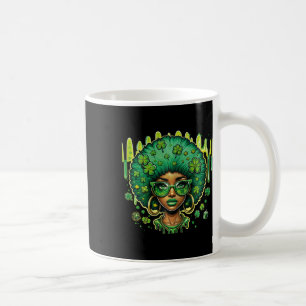 Taza De Café Duende Femenino Afroamericano Negro Día de San Pat
