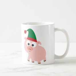 Taza De Café Duende lindo del navidad del cerdo
