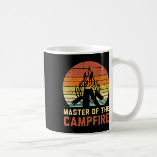 Taza De Café Dueño Del Fuego De La Fogata Retro Atardecer Acamp