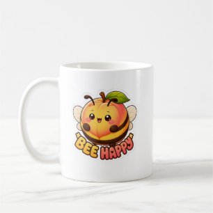 Taza De Café Dulce Abeja Feliz de Melocotón Kawaii Divertido Ju