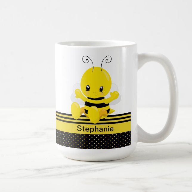 Taza De Café Dulce Bebé Bee Nombre personalizado (Derecha)