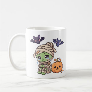 Taza De Café Dulce Calabaza de Momia Triste Kawaii Murciélagos