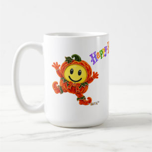 Taza De Café Dulce cara sonriente de Halloween de terciopelo de