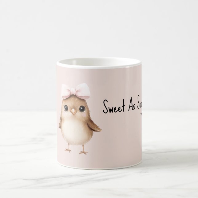Taza De Café Dulce Como Pájaro De Azúcar Lazo Rosa (Centro)