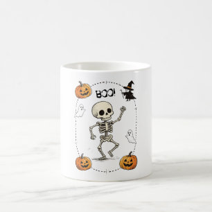 Taza De Café Dulce de Halloween Esqueleto Bailarín Vintage