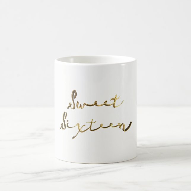 Taza De Café Dulce Dieciséis Dulces 16 16º Cumpleaños Dorado Te (Centro)