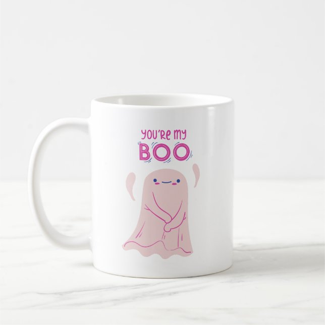 Taza De Café Dulce Dulce Afección Del Fantasma Rosa Adorable (Izquierda)