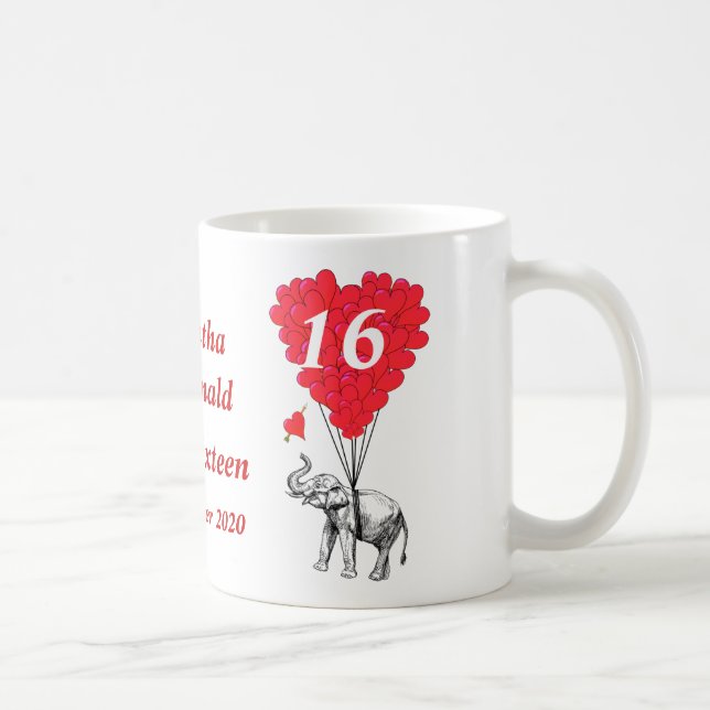 Taza De Café Dulce elefante personalizado Dieciséis (Derecha)