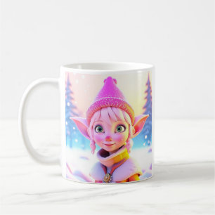Taza De Café Dulce Elfo Rosa Caprichoso Navidad
