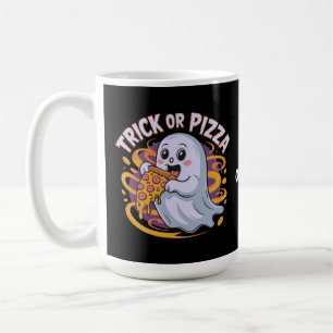 Taza De Café Dulce Fantasma Comiendo Pizza Divertido Terrorífic