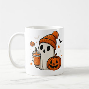 Taza De Café Dulce Fantasma de Halloween con Calabaza y Bebida 