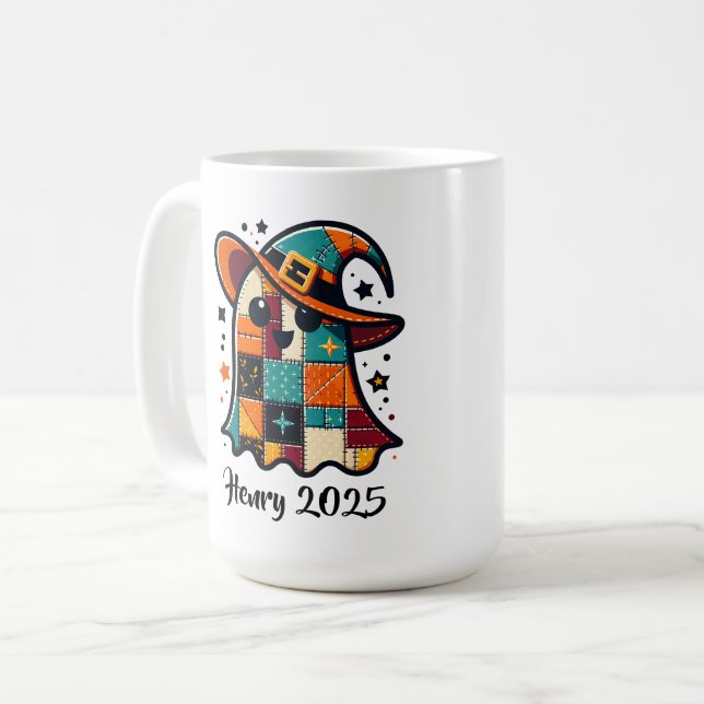 Taza De Café Dulce Fantasma de Parche Personalizado de Hallowee (Anverso izquierdo)