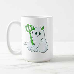 Taza De Café Dulce Fantasma Diablo con Tridente Verde