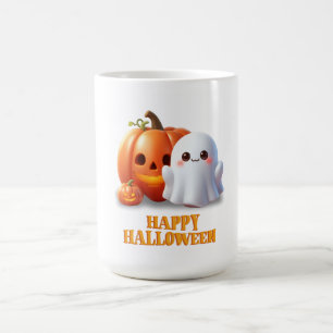 Taza De Café Dulce Fantasma y Calabaza Feliz Halloween 