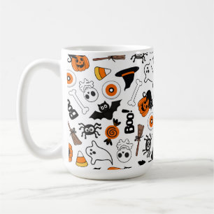 Taza De Café Dulce Halloween espeluznante negro y naranja
