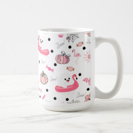 Taza De Café Dulce Halloween Tropical – Fantasmas y Flamencos