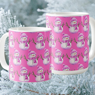 Taza De Café Dulce hombre de nieve rosa blanco de Navidad