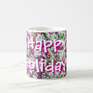 Taza De Café Dulce hombres de nieve Rosa Feliz Fiesta