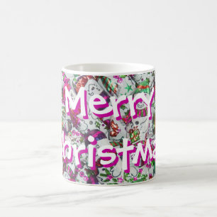 Taza De Café Dulce hombres de nieve Rosa Merry Mug navideño