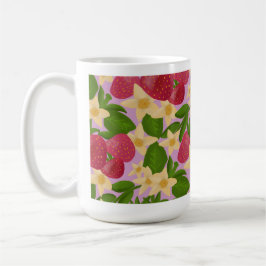 Taza De Café Dulce Jardín de Fresa & Floral Botánico Estético