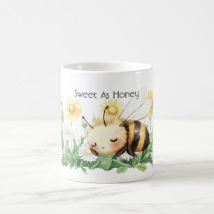 Taza De Café Dulce Jardín de Margaritas con Abeja Dormida Adora