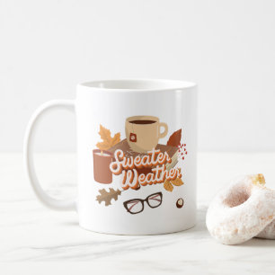 Taza De Café Dulce mirada de otoño Ilustración de clima de suét