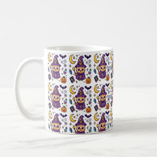 Taza De Café Dulce Patrón de Bruja Morada de Halloween