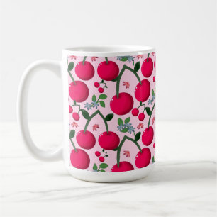 Taza De Café Dulce patrón de cereza, Fruta Kawaii brillante