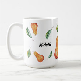 Taza De Café Dulce patrón de pera Arte de acuarela Pintado a ma