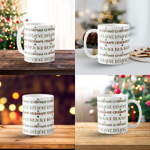 Taza De Café Dulce Patrón Navideño Rojo Verde