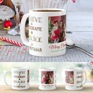 Taza De Café Dulce Patrón Navideño Rojo y Verde