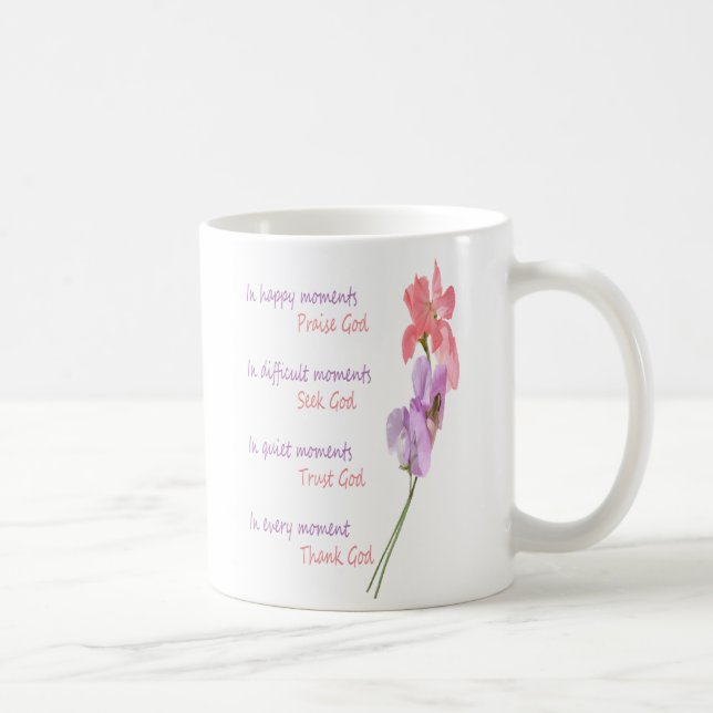 Taza De Café Dulce Pea Floral Inspiradora busca a Dios (Derecha)