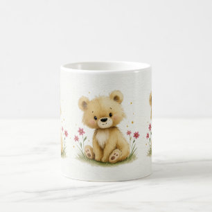 Taza De Café Dulce pequeño Teddy en un jardín estrellado